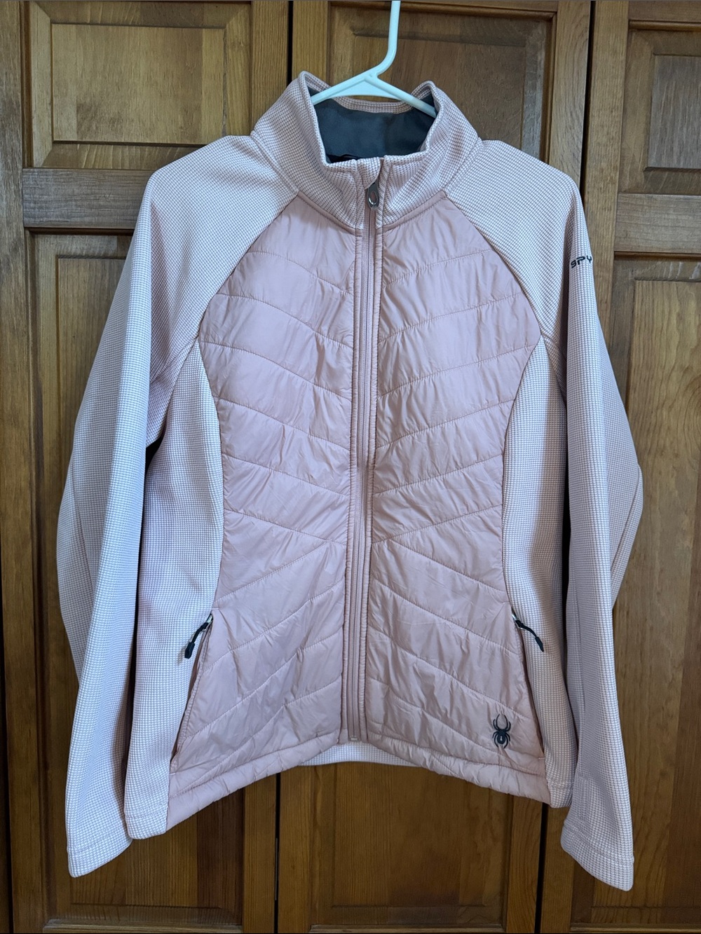 Spyder Light Pink Quilted Hybrid Puffer Jacket sz Large